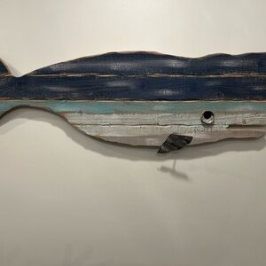 Coastal Wooden Whale Decor